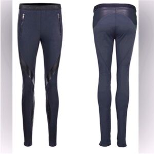 EUC Marc Cain blue with faux black leather motto pants. Great stretch.